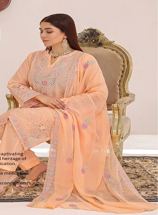 Luxury Chikanari  lawn Stitched collection Raiqa by Bin Hameed .