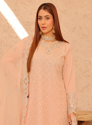 MANAHIL Luxury 3-Piece Chiffon Dress – Festive Wear Collection By Bin Hameed-DESING NO RAY1292
